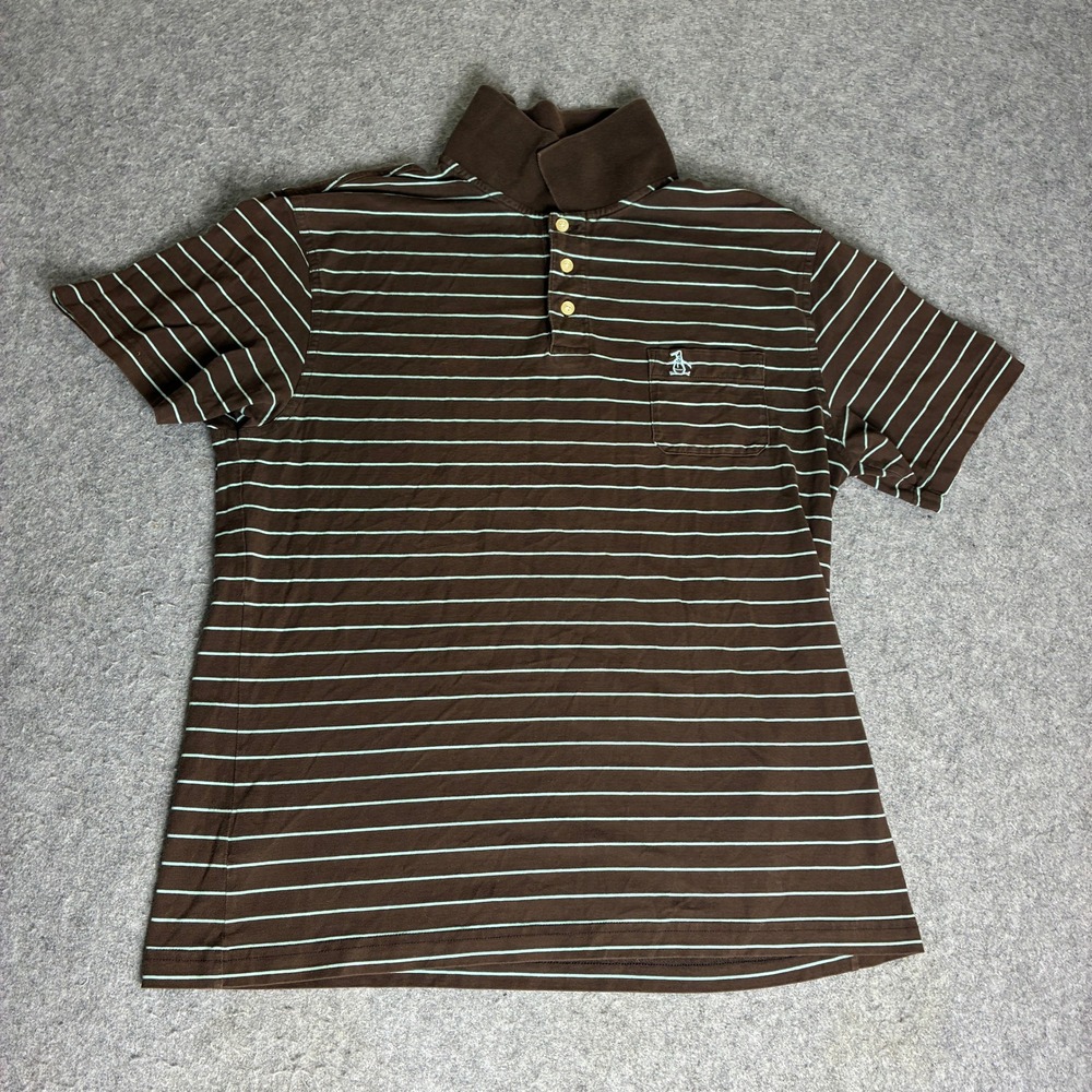 Munsingwear Penguin Youth XL Brown Striped Pima Cotton Polo Shirt Short Sleeve